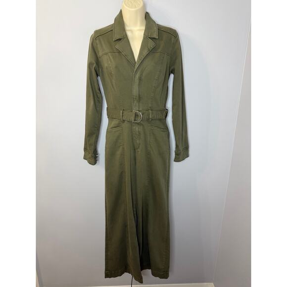 Paige Anessa Wide-Leg Utility Jumpsuit Wide Leg Vintage Brushed Olive Sz 0 - Picture 2 of 13